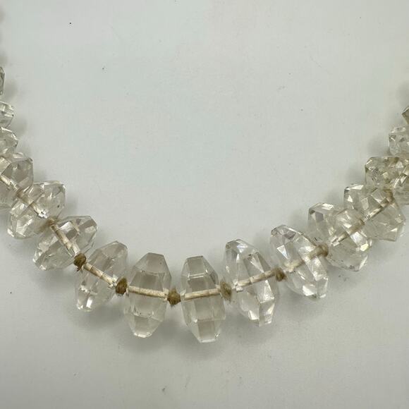 Antique Art Deco rock crystal graduated beaded 17.5” necklace sterling clasp - Picture 3 of 8